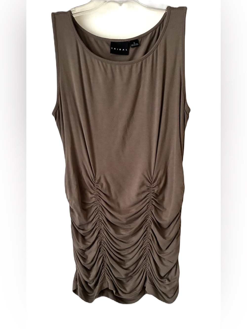 Tribal Tank Top w/ Ruching, Sz. S, Mocha Color, Good Condition